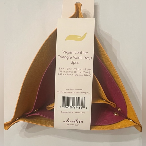 NWT Elevation by Tina Wells Set of 3 Saffiano Triangle Vegan Leather Valet - Picture 8 of 8